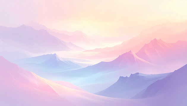 Dreamy Pastel Mountain Sunset