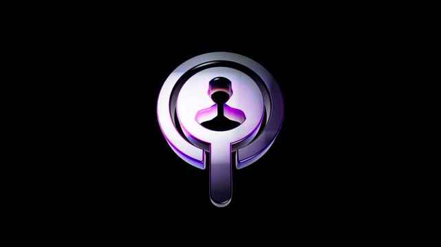 3d metallic user profile icon with a glowing purple light effect on a black background 3D Icon