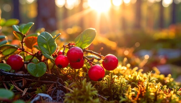 Hintergrund Preiselbeeren im Wald