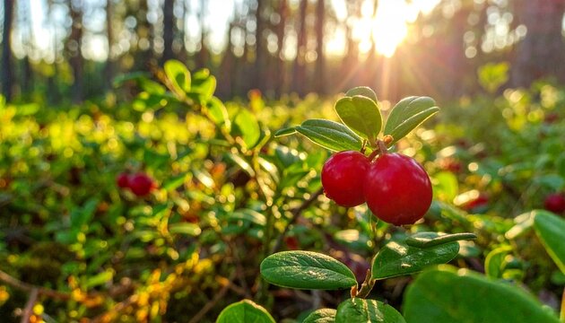 Hintergrund Preiselbeeren im Wald