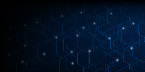 Fototapeta premium blue lines on dark blue background with lighting effect. Modern technology futuristic digital patterns.