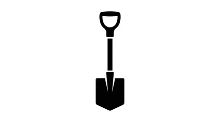 Simple black silhouette icon of a garden shovel isolated on a white background. © Umi