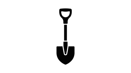 Simple black silhouette icon of a garden shovel tool. © Umi