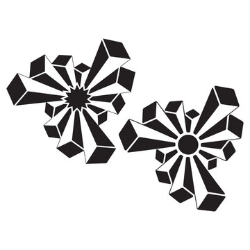 Abstract 3D geometric explosion burst with extruded beams vector set