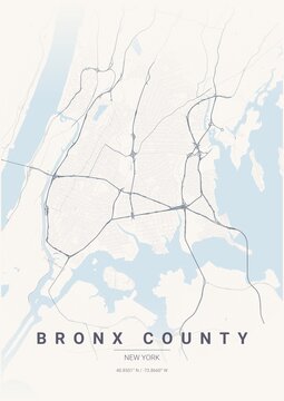 County Map Poster of Bronx, New York - Pastel Dream Style