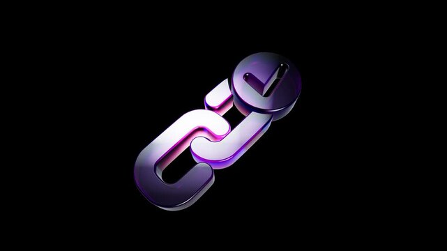 3d metallic chain link icon with a purple check mark symbol representing security and connection 3D Icon