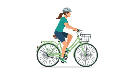 Fototapeta premium Woman Riding Bicycle Vector Illustration