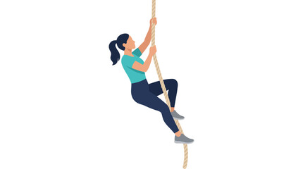 Woman Climbing Rope Vector Illustration © Dhiyak