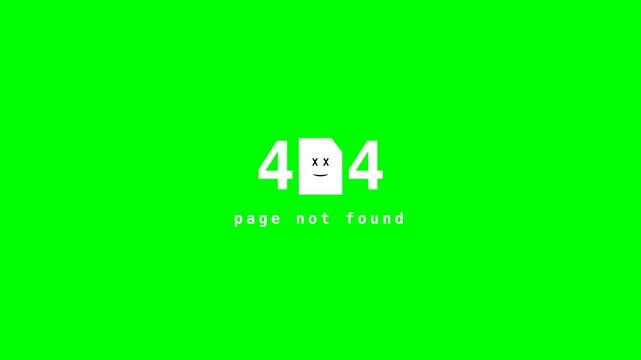 404 Error Page: A digital display showing a 404 page not found error message against a vibrant green background, indicating a lost connection or broken link.