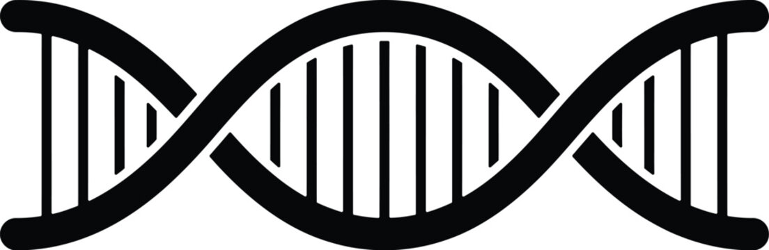DNA strand silhouette icon for medical research and biotechnology web design