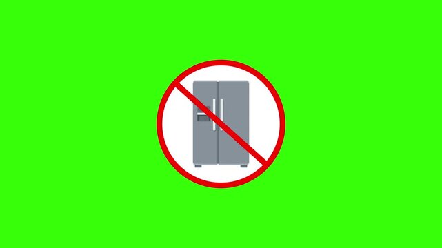 No Refrigeration Prohibiting Sign Symbol Loop on Green Screen Background