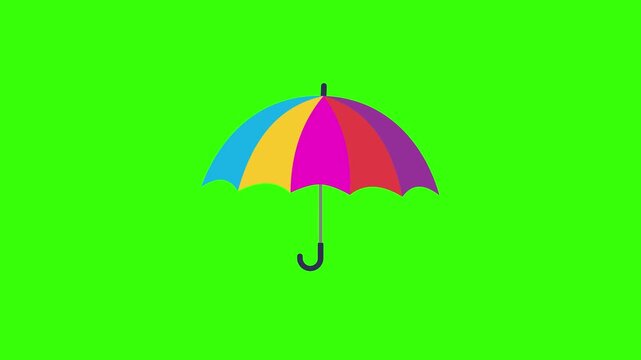 Colorful Umbrella Floating Loop Animation on Green Screen Background