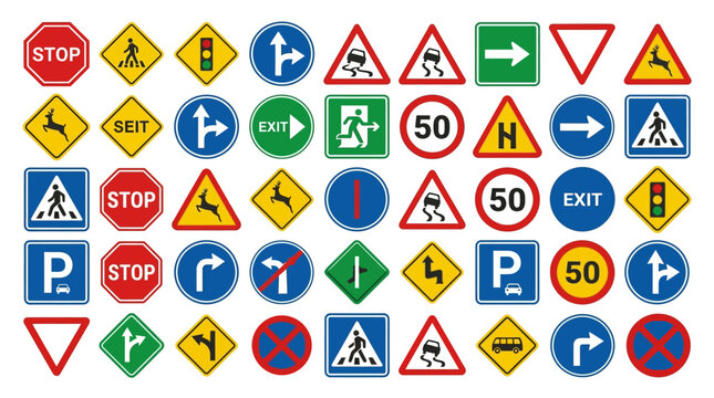 Comprehensive collection of international road and traffic safety signs