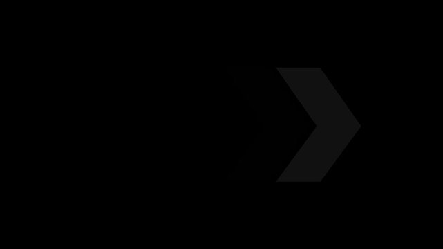 Minimalist animated arrow loading progress bar, seamless loopable motion for ui digital interface modern technology loading indicator on black background