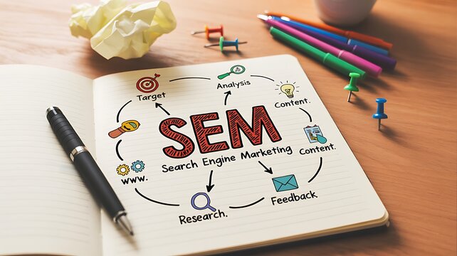 Search engine marketing concept for digital business promotion