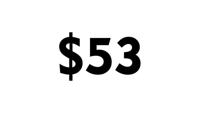 Numerical dollar currency counting animation from zero to hundred with dollar symbol, one hundred dollar counting 4k video