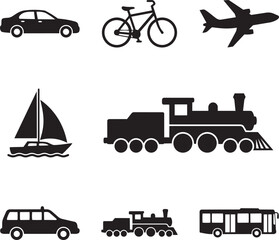 Fototapeta premium Transportation Vehicles Mixed Vector Bundle Isolated on White Background