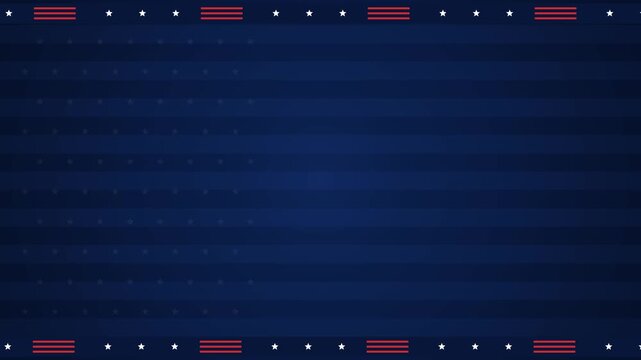 American Patriotic Dark Blue Background with Stars and Stripes. Clean corporate motion loop animation for national celebrations, political events, and holidays.