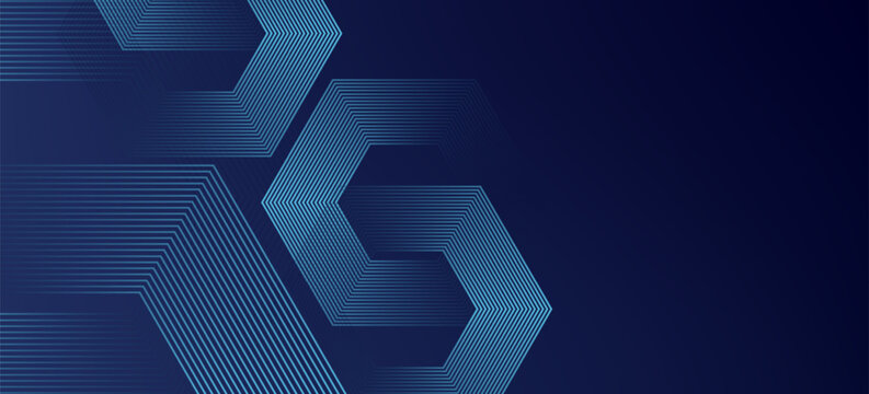 Dark blue abstract background with glowing blue hexagon geometric line pattern. Modern and futuristic hexagon line background concept. Vector illustration VOL. 2