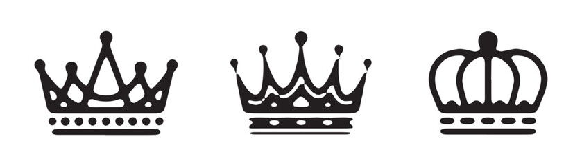 Hand drawn crown sketches for creative branding elegant royal symbols black ink vector illustrations. © MdAshiqur