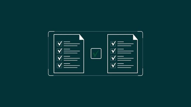 checklist and clipboard task documentation management, checklist questionnaire assessment form, online exam Choosing the right answer in the exam of document animation, 4k documentation box animation