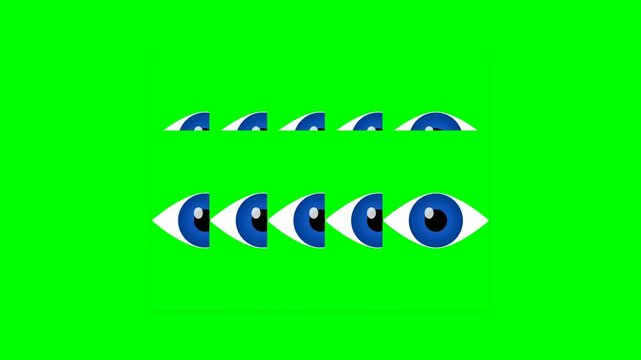 blinking eyes animated icon round eyes blinking and glancing right and left looping green screen 