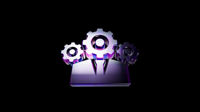 Shiny metal gear icon representing business management and engineering teamwork 3D Icon