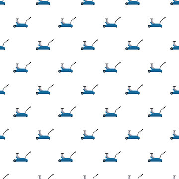 Repeating blue hydraulic car jacks creating a maintenance equipment pattern