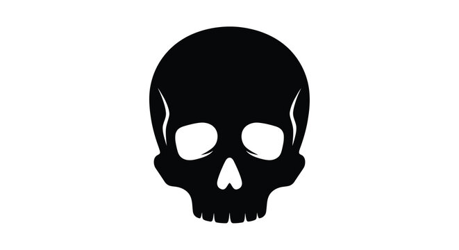 Black skull silhouette against a white background a stark representation of mortality and anatomy bone calavera cadaver cranium death