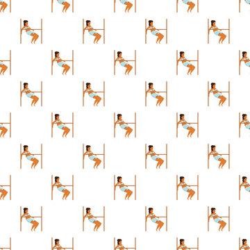 Woman character bending backward under a bar, creating a fun repeating pattern