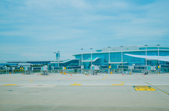 ICN airport, Incehon, South Korea, 05 06 2025: The landscape Incheon international (ICN) airport: runway