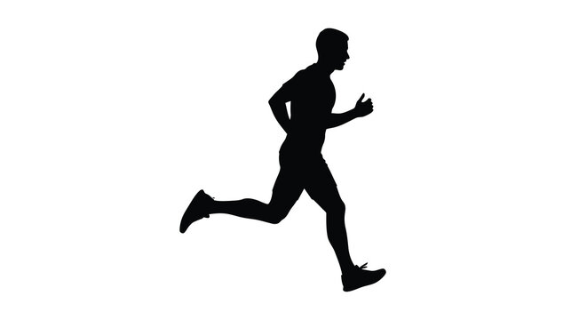 Running man silhouette against a white background a stark and dynamic physical form athlete runner jogger sprint exercise motion