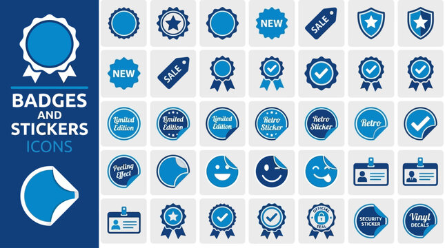 Comprehensive Collection of Modern Graphic Badges and Decorative Stickers for Creative Branding Projects and Visual Design Elements