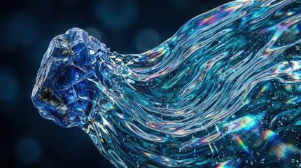 Naklejka premium Abstract blue liquid wave with crystalline structure