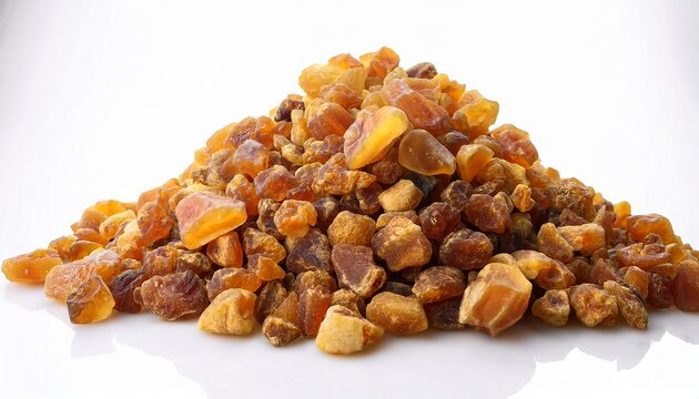 Pile Of Myrrh Resin Pieces On White Backdrop Aromatic Gum Resin With A Warm Fragrance