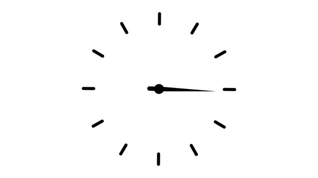 Clock spinning, watch animation on white background with alpha channel. Analog clock icon flat style 24 hours day. Twenty four hours clock spinning animation.