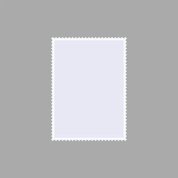 Blank postage stamp frame icon with perforated border isolated postal design