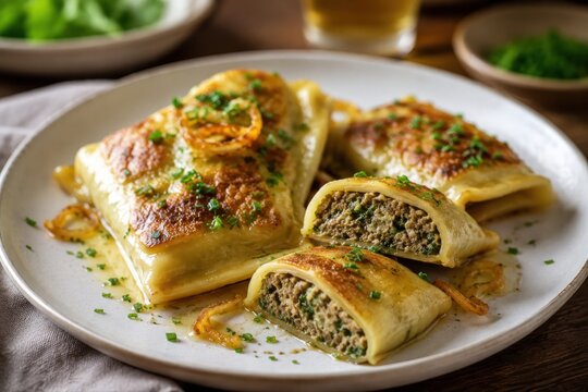 Goldbraun gebratene schw&auml;bische Maultaschen mit herzhafter Fleischf&uuml;llung, R&ouml;stzwiebeln und frischen Kr&auml;utern. Traditionelle s&uuml;ddeutsche Hausmannskost rustikal serviert.