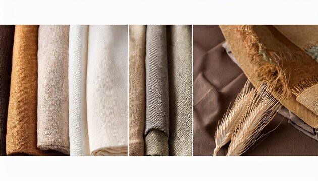 Natural Fabric Swatches Linen Cotton And Hemp Textures