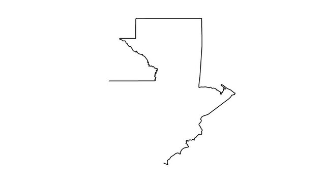 Outline drawing animation of Guatemala map borders on white background for geography.
