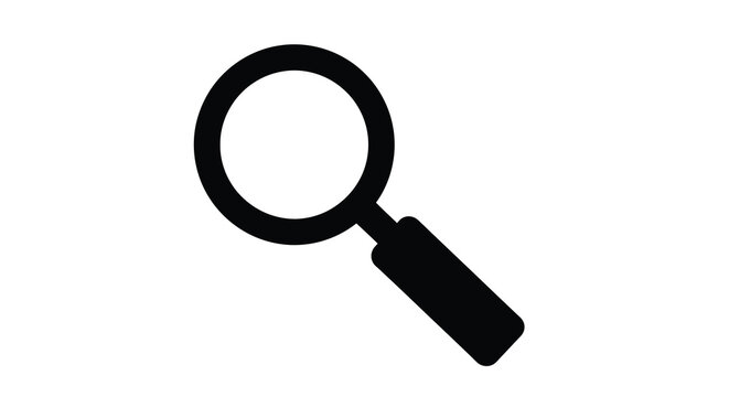 Black Silhouette Of A Magnifying Glass On A White Background A Simple Graphic Design magnifyingglass search zoom lens investigation