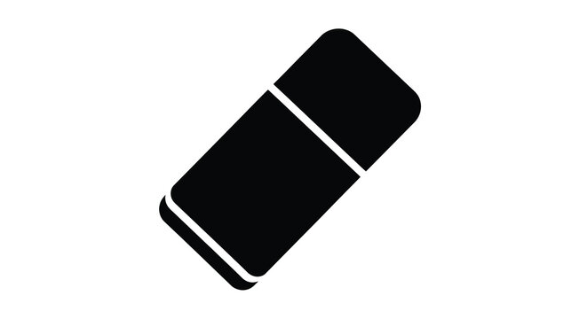 Black eraser silhouette against a white background a simple stationery shape for design elements rubber school office writing drawing