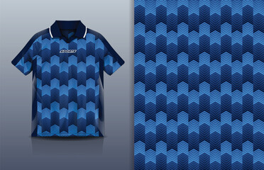 Obraz premium Jersey Sport Streetwear Design Chevron Arrow Block Pattern Blue Navy Polo Collar Sublimation Fashion