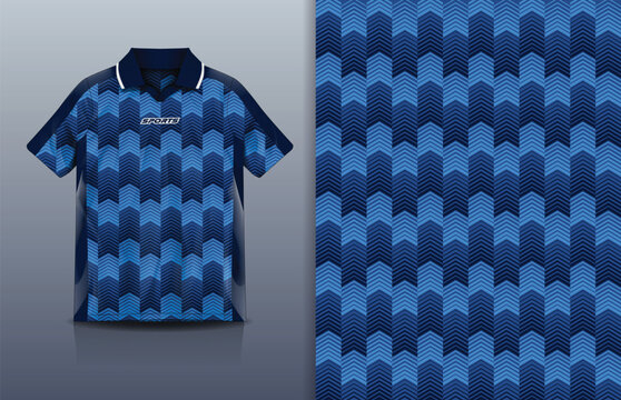 Jersey Sport Streetwear Design Chevron Arrow Block Pattern Blue Navy Polo Collar Sublimation Fashion