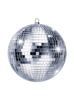 Disco ball reflecting light on black png transparent
