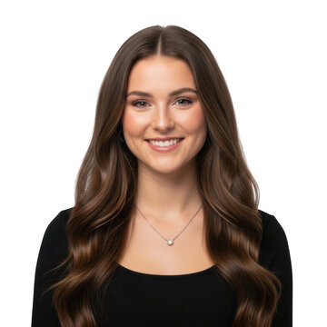 Smiling woman with dark hair in professional attire