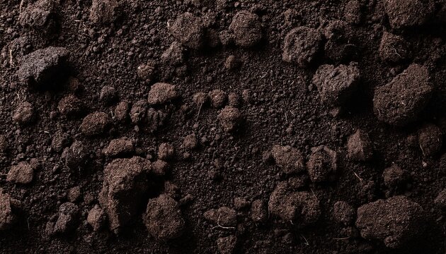 Closeup Black Soil Texture Background
