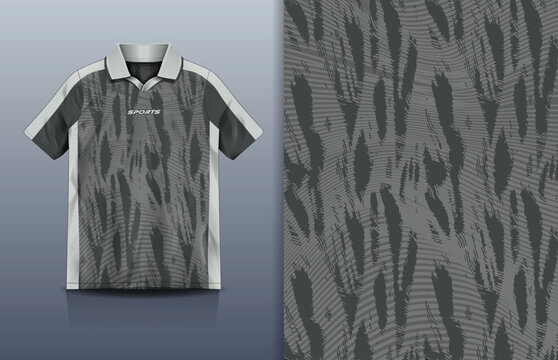 Jersey Sport Streetwear Design Tiger Stripe Grunge Wave Pattern Gray Black Polo Collar Sublimation Fashion