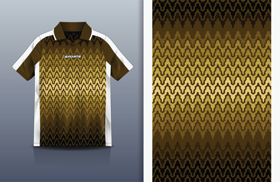 Jersey Sport Streetwear Design Wave Repeat Gradient Pattern Gold Brown Black Polo Collar Sublimation Fashion