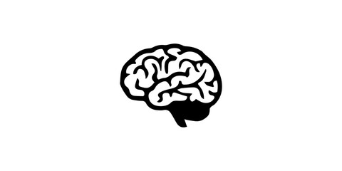 Human Brain Black Silhouette Icon. © MDNAYEM